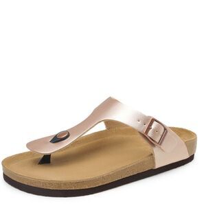 NIB DREAM PAIRS Women's Supportive Cork Flip Flops Sz US 9.5 Rose Gold